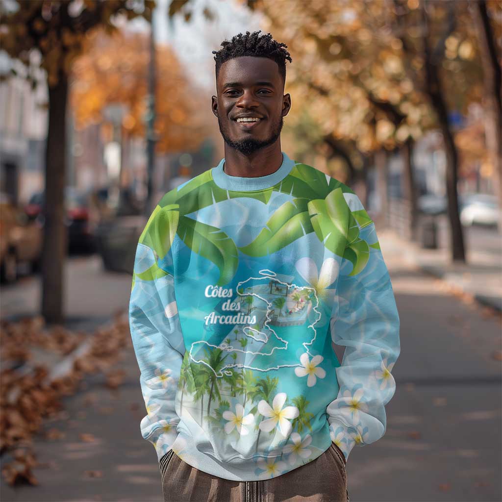 Afro Haiti Cotes des Arcadins Sweatshirt Ayiti Map With Royal Palm Plumeria - Wonder Print Shop