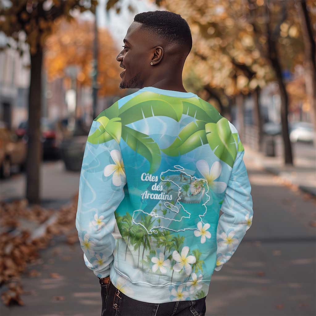 Afro Haiti Cotes des Arcadins Sweatshirt Ayiti Map With Royal Palm Plumeria - Wonder Print Shop
