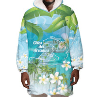 Afro Haiti Cotes des Arcadins Wearable Blanket Hoodie Ayiti Map With Royal Palm Plumeria - Wonder Print Shop