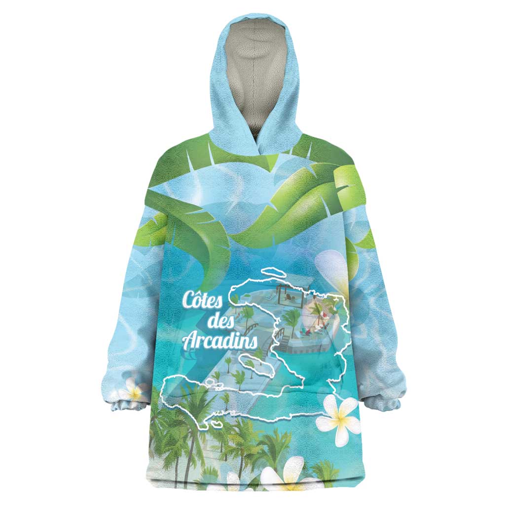 Afro Haiti Cotes des Arcadins Wearable Blanket Hoodie Ayiti Map With Royal Palm Plumeria - Wonder Print Shop