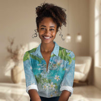 Afro Haiti Cotes des Arcadins Women Casual Shirt Ayiti Map With Royal Palm Plumeria - Wonder Print Shop