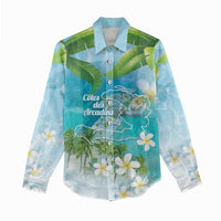 Afro Haiti Cotes des Arcadins Women Casual Shirt Ayiti Map With Royal Palm Plumeria - Wonder Print Shop