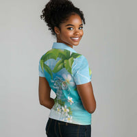 Afro Haiti Cotes des Arcadins Women Polo Shirt Ayiti Map With Royal Palm Plumeria LT14