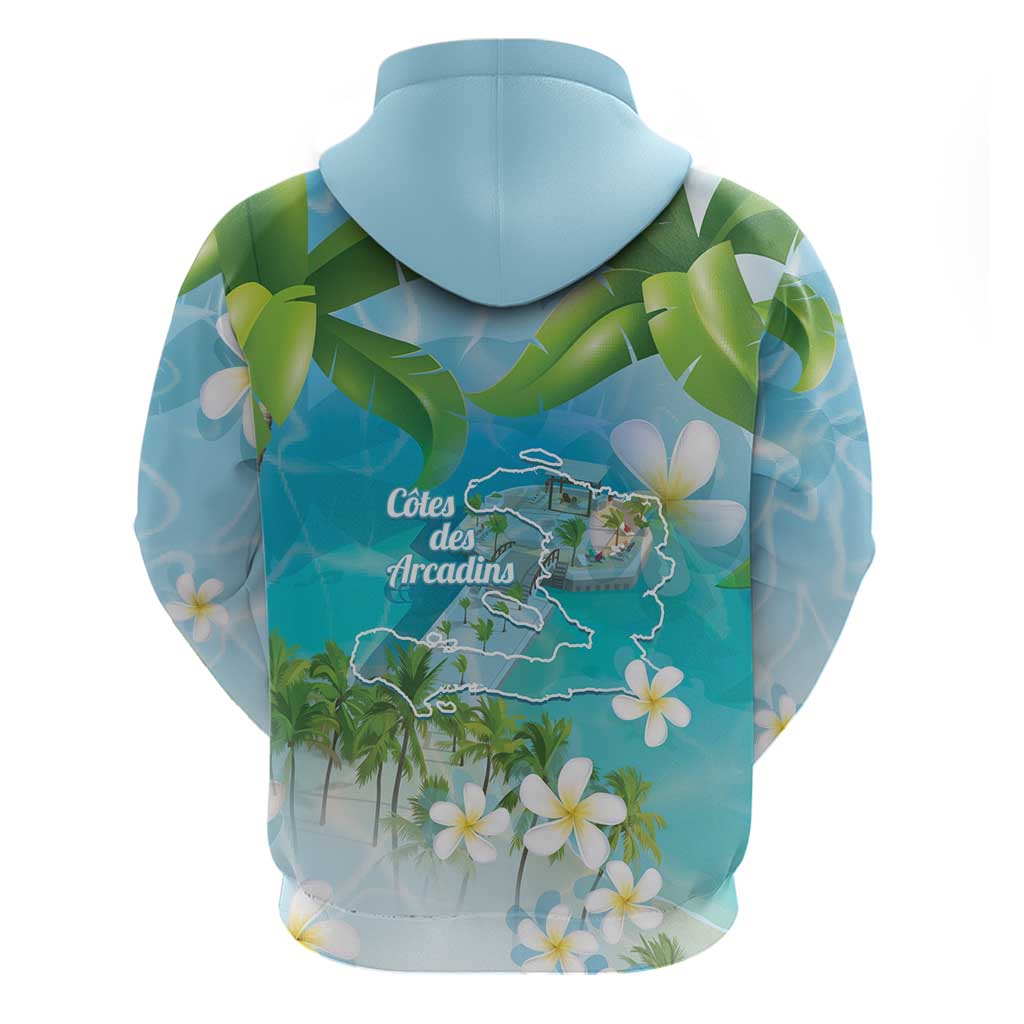 Afro Haiti Cotes des Arcadins Zip Hoodie Ayiti Map With Royal Palm Plumeria - Wonder Print Shop
