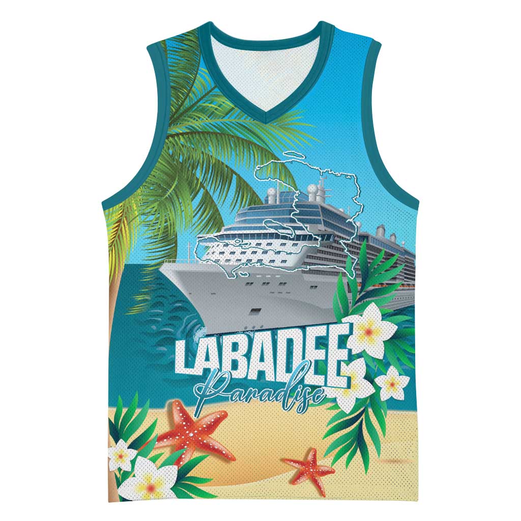 Afro Haiti Labadee Peninsula Basketball Jersey Caribbean Cruise Tropical Vibes - Wonder Print Shop
