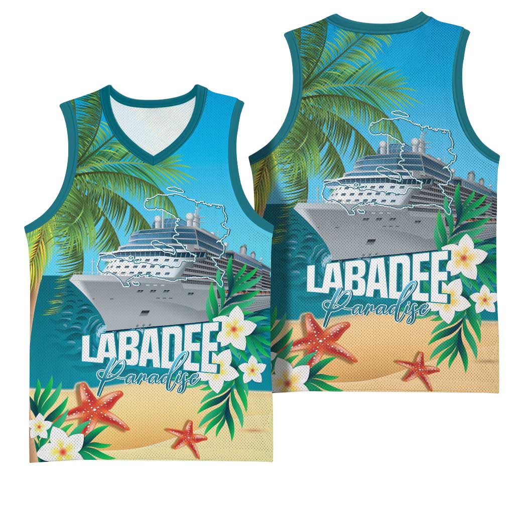 Afro Haiti Labadee Peninsula Basketball Jersey Caribbean Cruise Tropical Vibes - Wonder Print Shop