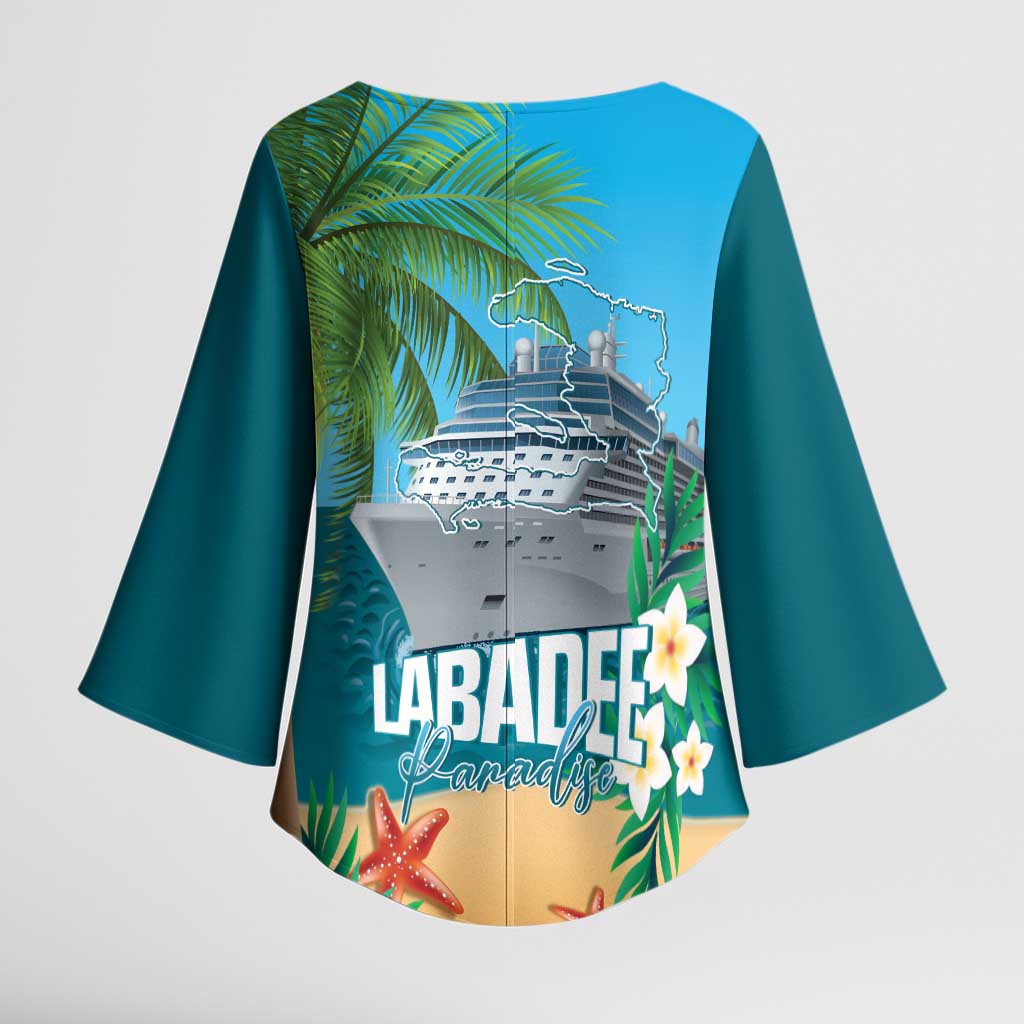 Afro Haiti Labadee Peninsula Kimono Sleeve Blouse Caribbean Cruise Tropical Vibes - Wonder Print Shop