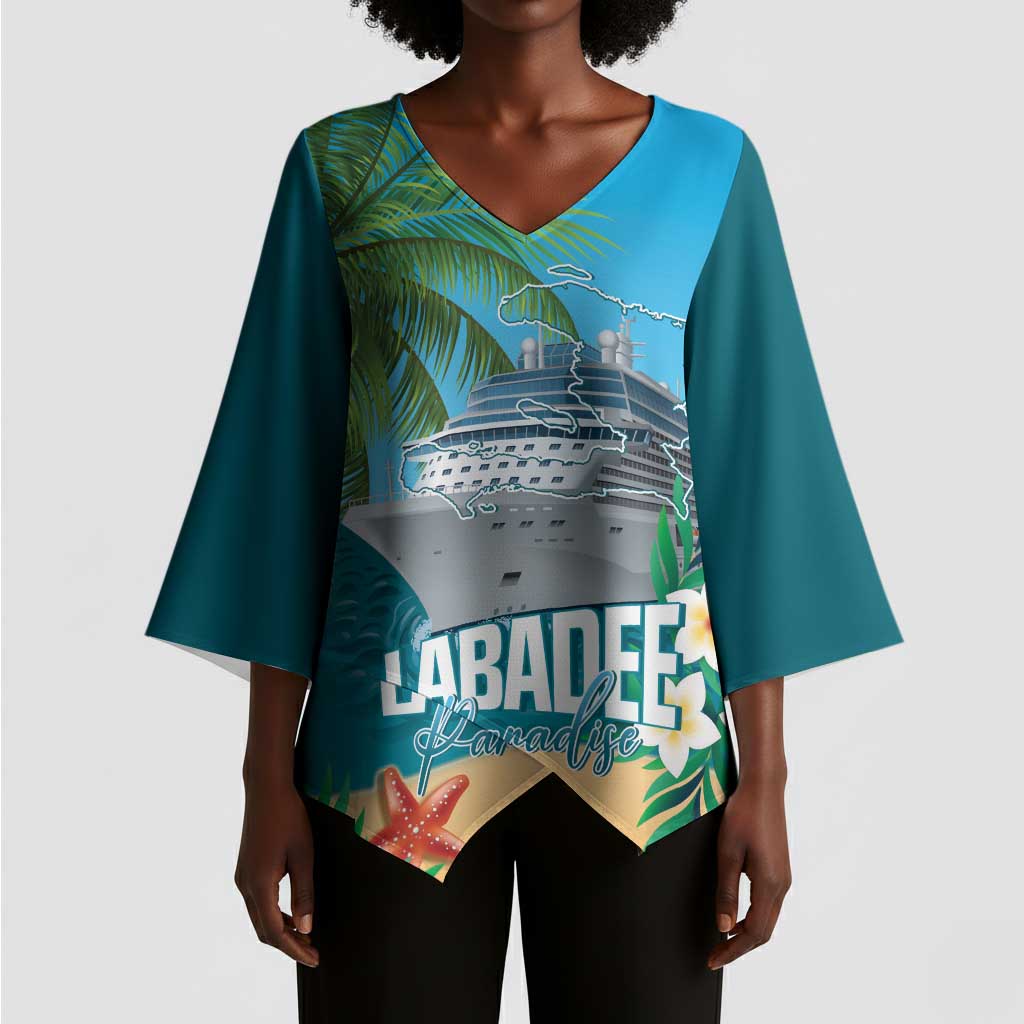 Afro Haiti Labadee Peninsula Kimono Sleeve Blouse Caribbean Cruise Tropical Vibes - Wonder Print Shop