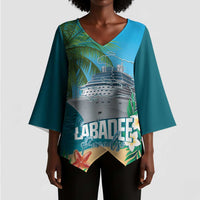 Afro Haiti Labadee Peninsula Kimono Sleeve Blouse Caribbean Cruise Tropical Vibes - Wonder Print Shop