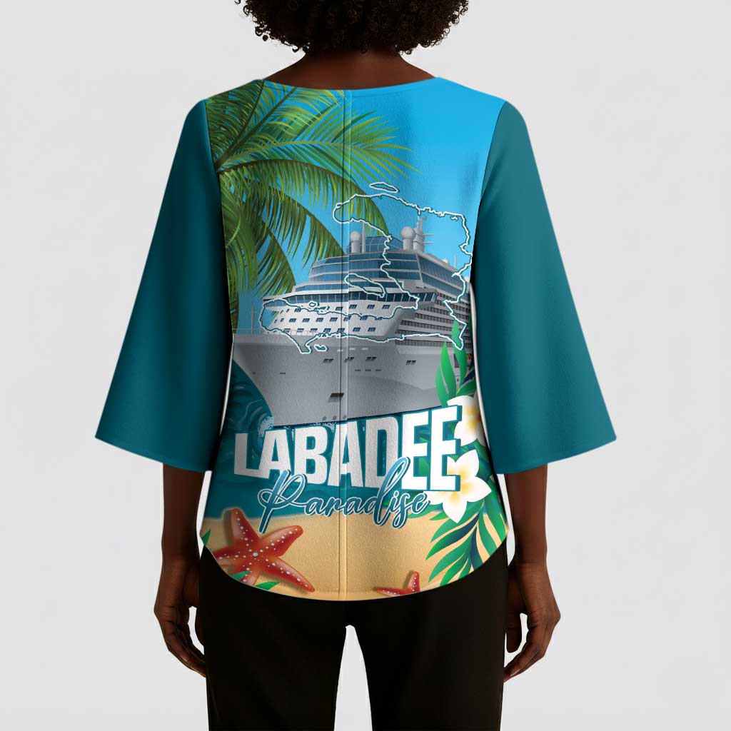 Afro Haiti Labadee Peninsula Kimono Sleeve Blouse Caribbean Cruise Tropical Vibes - Wonder Print Shop