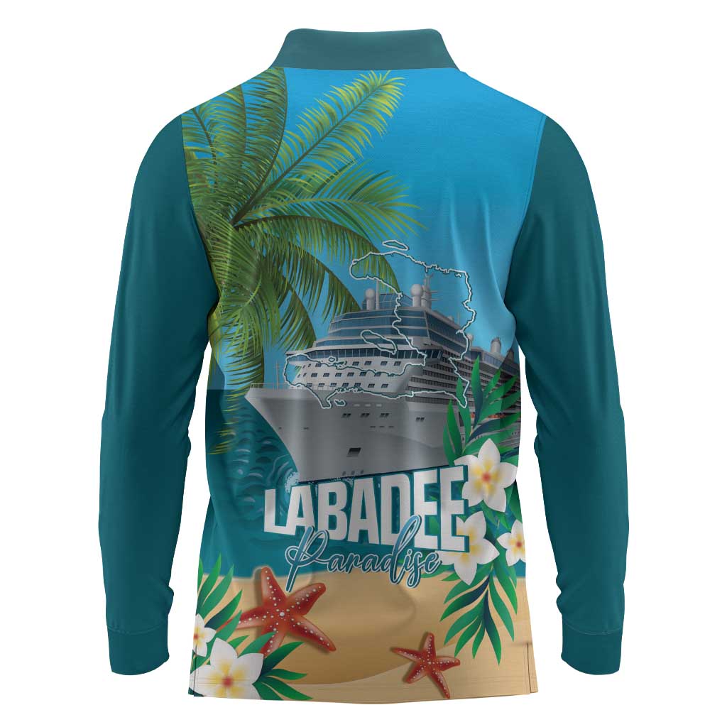 Afro Haiti Labadee Peninsula Long Sleeve Polo Shirt Caribbean Cruise Tropical Vibes - Wonder Print Shop