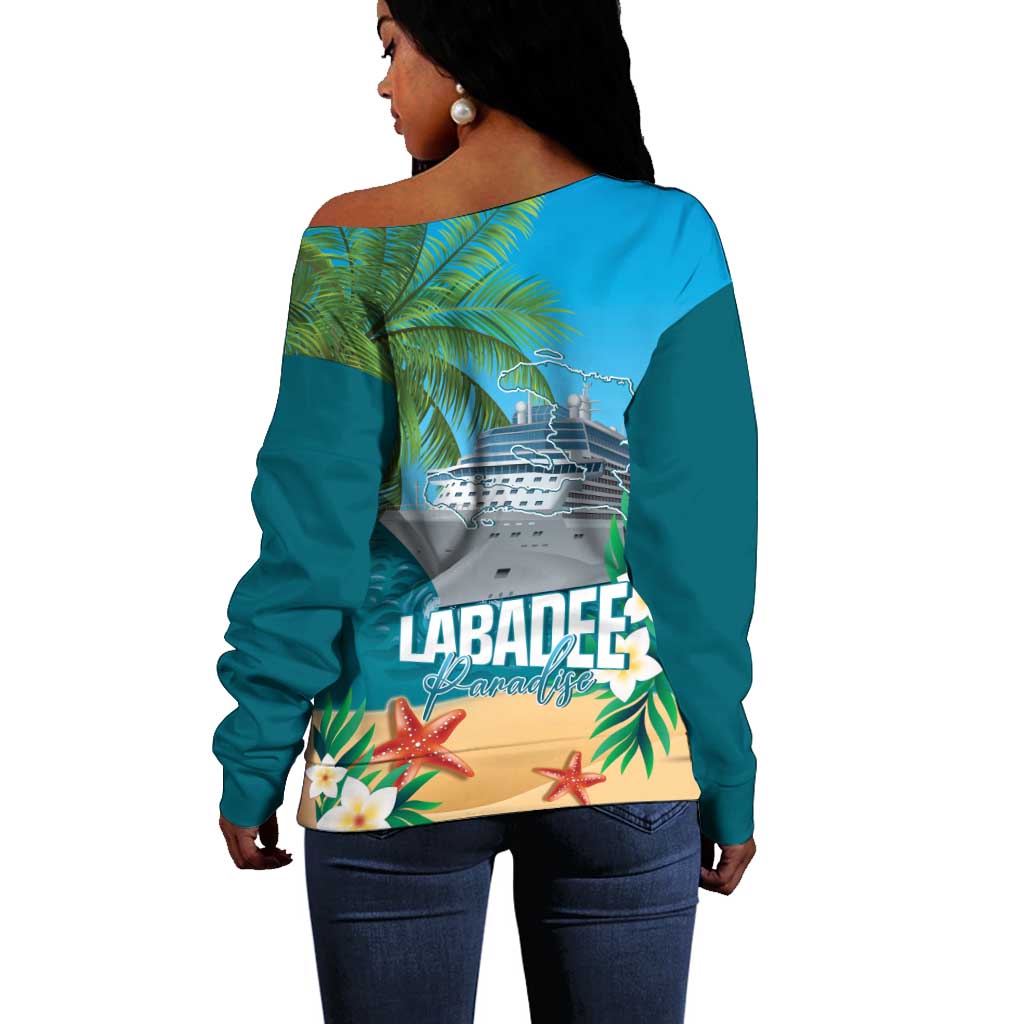 Afro Haiti Labadee Peninsula Off Shoulder Sweater Caribbean Cruise Tropical Vibes - Wonder Print Shop