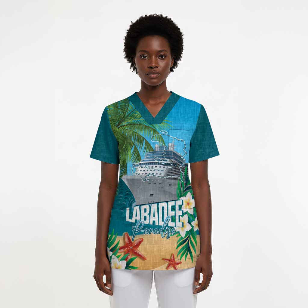 Afro Haiti Labadee Peninsula Scrub Top Caribbean Cruise Tropical Vibes - Wonder Print Shop