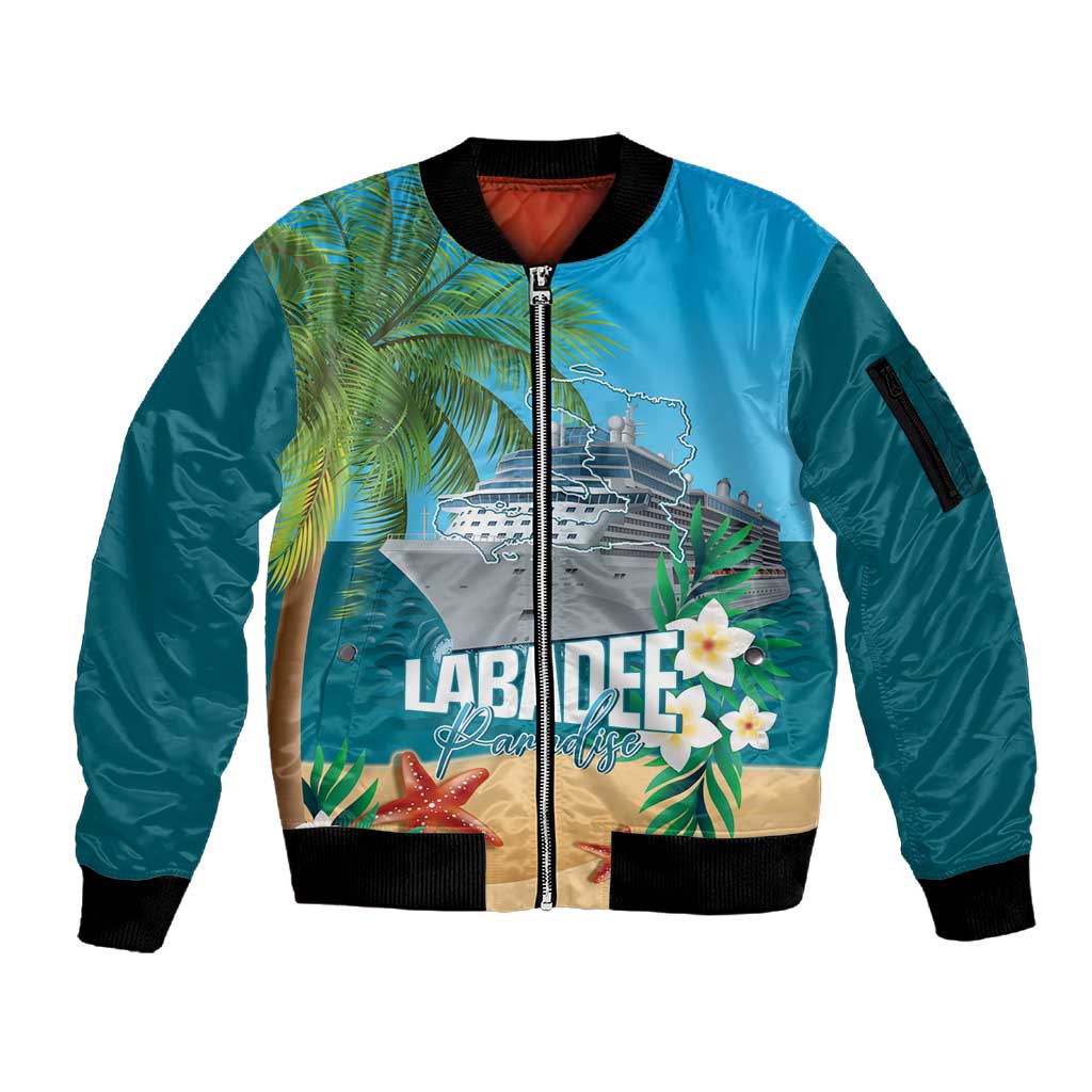 Afro Haiti Labadee Peninsula Sleeve Zip Bomber Jacket Caribbean Cruise Tropical Vibes - Wonder Print Shop