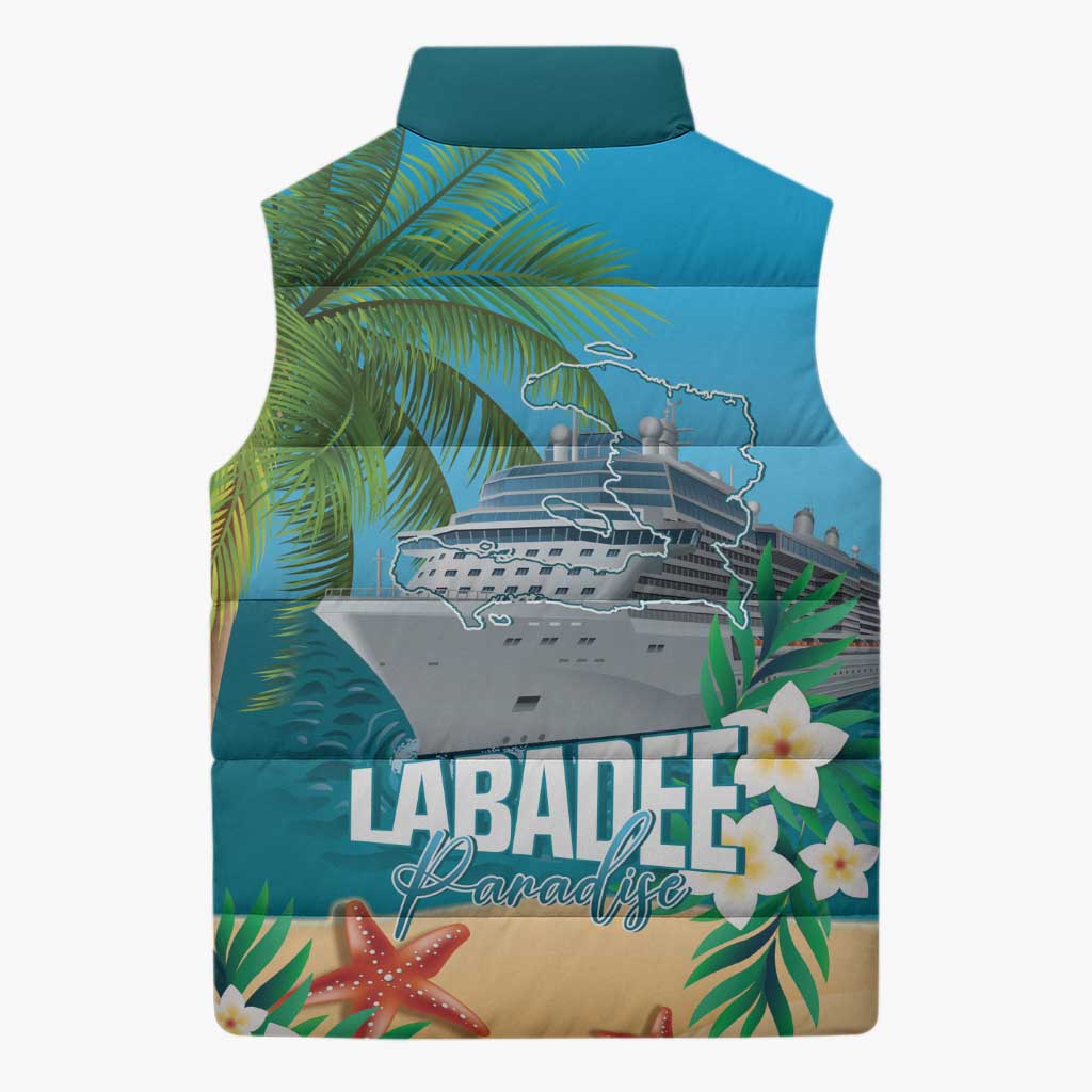 Afro Haiti Labadee Peninsula Sleeveless Puffer Jacket Caribbean Cruise Tropical Vibes - Wonder Print Shop