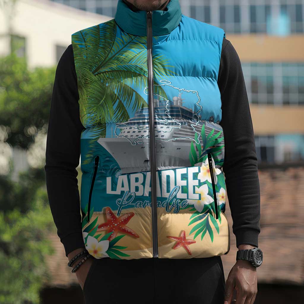 Afro Haiti Labadee Peninsula Sleeveless Puffer Jacket Caribbean Cruise Tropical Vibes - Wonder Print Shop
