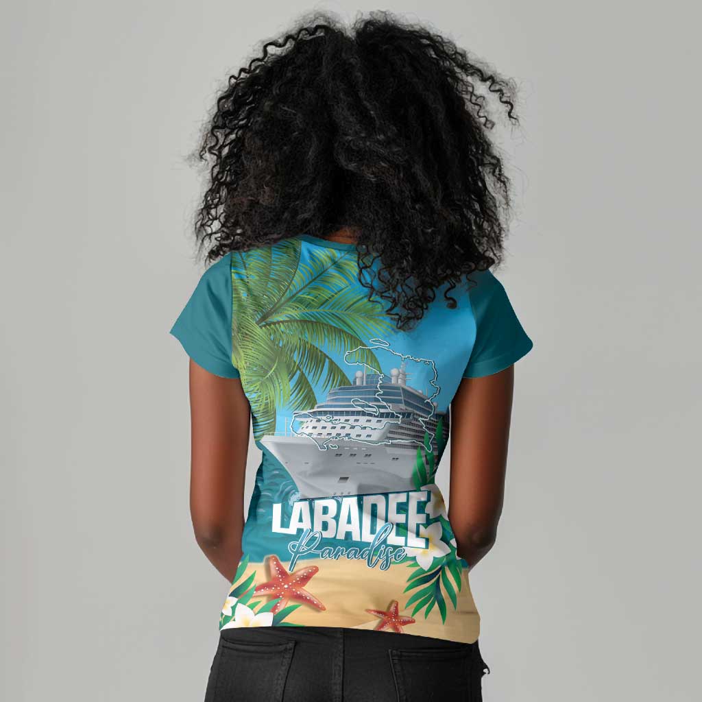 Afro Haiti Labadee Peninsula Women V-Neck T-Shirt Caribbean Cruise Tropical Vibes LT14