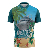 Afro Haiti Labadee Peninsula Zipper Polo Shirt Caribbean Cruise Tropical Vibes - Wonder Print Shop