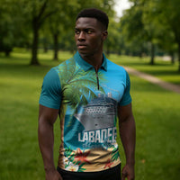 Afro Haiti Labadee Peninsula Zipper Polo Shirt Caribbean Cruise Tropical Vibes - Wonder Print Shop