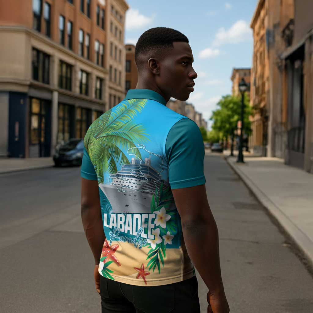 Afro Haiti Labadee Peninsula Zipper Polo Shirt Caribbean Cruise Tropical Vibes - Wonder Print Shop