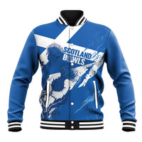Personalised Scotland Lawn Bowls Baseball Jacket Scottish Thistle Grunge Flag Style - Wonder Print Shop
