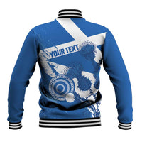 Personalised Scotland Lawn Bowls Baseball Jacket Scottish Thistle Grunge Flag Style - Wonder Print Shop