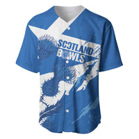 Personalised Scotland Lawn Bowls Baseball Jersey Scottish Thistle Grunge Flag Style - Wonder Print Shop