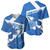 Personalised Scotland Lawn Bowls Baseball Jersey Scottish Thistle Grunge Flag Style - Wonder Print Shop