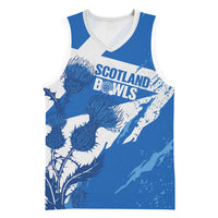 Personalised Scotland Lawn Bowls Basketball Jersey Scottish Thistle Grunge Flag Style - Wonder Print Shop