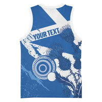 Personalised Scotland Lawn Bowls Basketball Jersey Scottish Thistle Grunge Flag Style - Wonder Print Shop