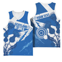 Personalised Scotland Lawn Bowls Basketball Jersey Scottish Thistle Grunge Flag Style - Wonder Print Shop