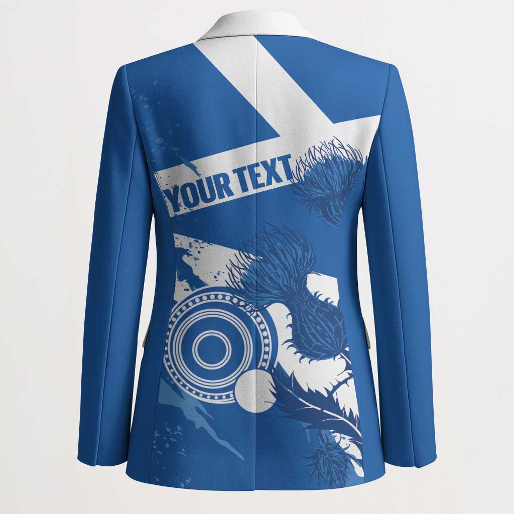 Personalised Scotland Lawn Bowls Blazer Scottish Thistle Grunge Flag Style - Wonder Print Shop