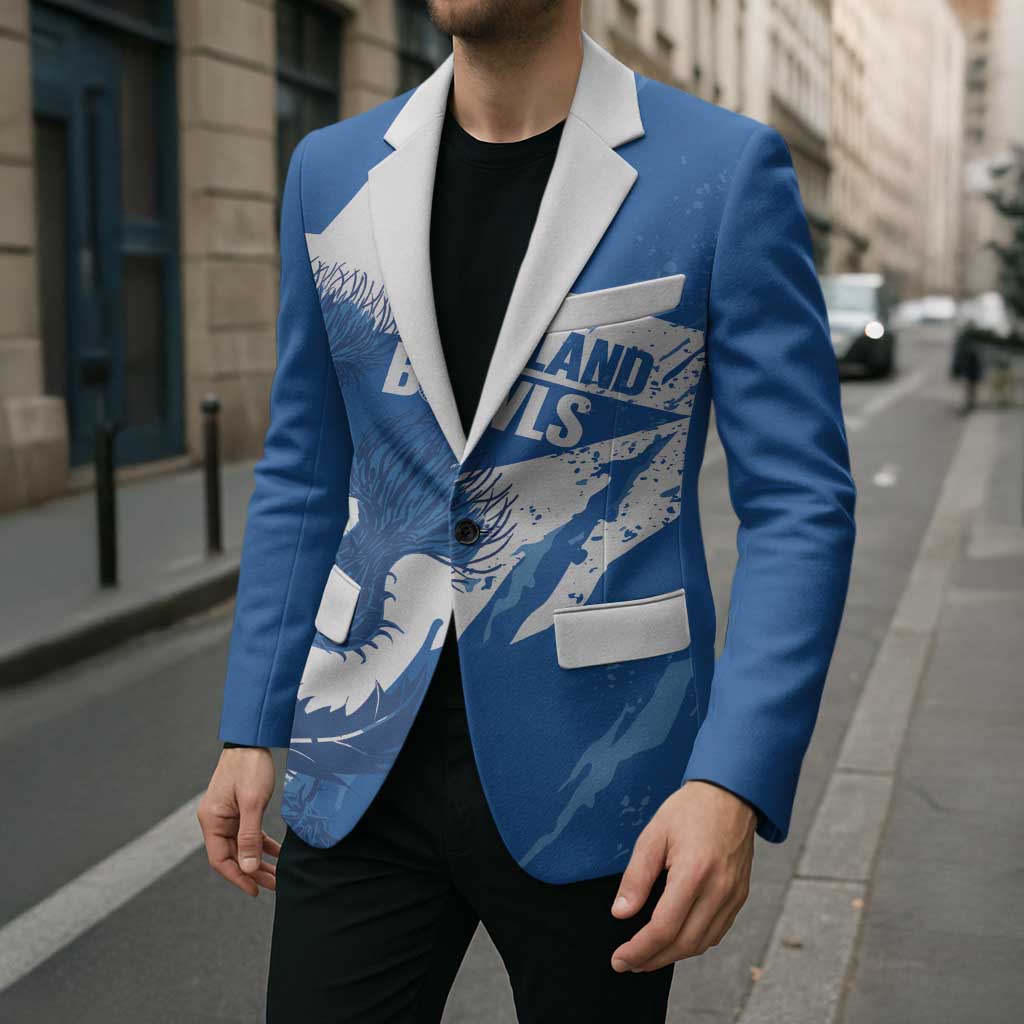 Personalised Scotland Lawn Bowls Blazer Scottish Thistle Grunge Flag Style - Wonder Print Shop