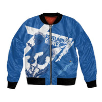 Personalised Scotland Lawn Bowls Bomber Jacket Scottish Thistle Grunge Flag Style - Wonder Print Shop