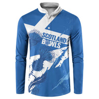 Personalised Scotland Lawn Bowls Button Sweatshirt Scottish Thistle Grunge Flag Style - Wonder Print Shop