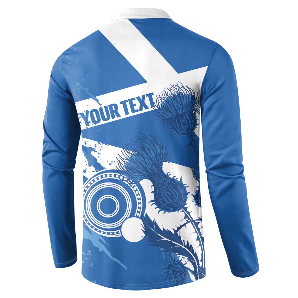 Personalised Scotland Lawn Bowls Button Sweatshirt Scottish Thistle Grunge Flag Style - Wonder Print Shop