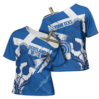 Personalised Scotland Lawn Bowls Cross Shoulder Shirt Scottish Thistle Grunge Flag Style - Wonder Print Shop
