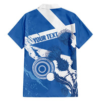 Personalised Scotland Lawn Bowls Hawaiian Shirt Scottish Thistle Grunge Flag Style - Wonder Print Shop