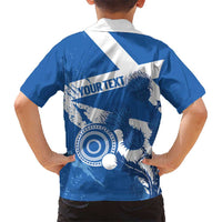 Personalised Scotland Lawn Bowls Hawaiian Shirt Scottish Thistle Grunge Flag Style - Wonder Print Shop