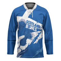 Personalised Scotland Lawn Bowls Hockey Jersey Scottish Thistle Grunge Flag Style - Wonder Print Shop