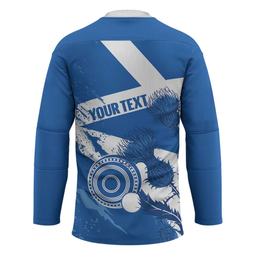 Personalised Scotland Lawn Bowls Hockey Jersey Scottish Thistle Grunge Flag Style - Wonder Print Shop