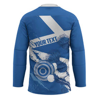 Personalised Scotland Lawn Bowls Hockey Jersey Scottish Thistle Grunge Flag Style - Wonder Print Shop