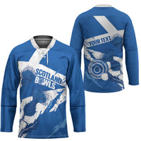 Personalised Scotland Lawn Bowls Hockey Jersey Scottish Thistle Grunge Flag Style - Wonder Print Shop