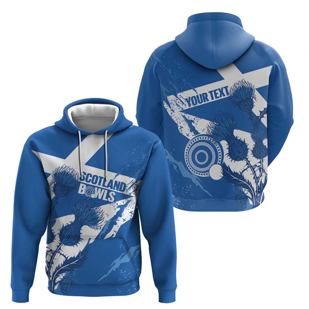 Personalised Scotland Lawn Bowls Hoodie Scottish Thistle Grunge Flag Style - Wonder Print Shop