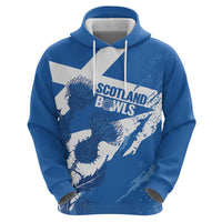 Personalised Scotland Lawn Bowls Hoodie Scottish Thistle Grunge Flag Style - Wonder Print Shop