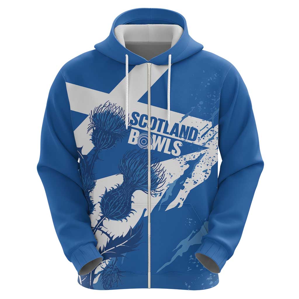 Personalised Scotland Lawn Bowls Hoodie Scottish Thistle Grunge Flag Style - Wonder Print Shop