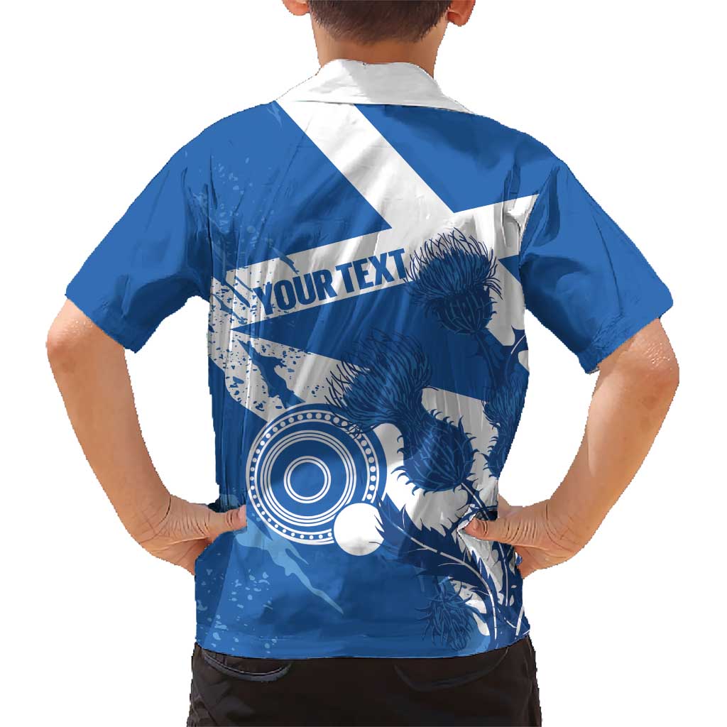 Personalised Scotland Lawn Bowls Kid Hawaiian Shirt Scottish Thistle Grunge Flag Style - Wonder Print Shop