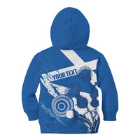Personalised Scotland Lawn Bowls Kid Hoodie Scottish Thistle Grunge Flag Style - Wonder Print Shop