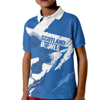 Personalised Scotland Lawn Bowls Kid Polo Shirt Scottish Thistle Grunge Flag Style - Wonder Print Shop