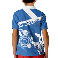 Personalised Scotland Lawn Bowls Kid Polo Shirt Scottish Thistle Grunge Flag Style - Wonder Print Shop